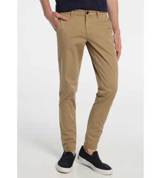 Six Valves Chino Slim Color Slim Fit Slim Fit Slim Pants - Medium Brown