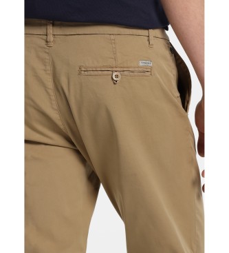Six Valves Pantaloni chino in raso colore slim | Colpo slim fit - Marrone medio