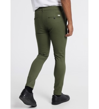 Six Valves Green Chino Saten Slim Slim Pants