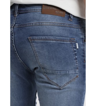 Six Valves Pantaloni skinny in denim blu con doppia pietra | Shot Skinny - Blu medio