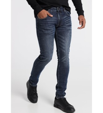 Six Valves jeans jeans donkerblauw Slim broek donkerblauw