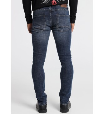 Six Valves jeans jeans donkerblauw Slim broek donkerblauw