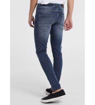 Six Valves Pantalones Denim Medium Blue Slim  | Slim Fit de Tiro -  Medio Azul