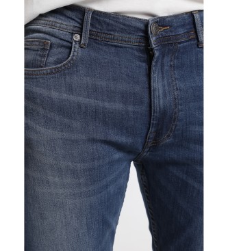 Six Valves Denim Straight Pants Medium Blue | Straight Pull-On Pants - Medium Blue