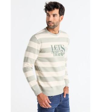 Six Valves Gestreept sweatshirt zonder capuchon wit