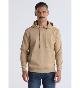Six Valves Sweatshirt bsica com capuz e bolso canguru bege