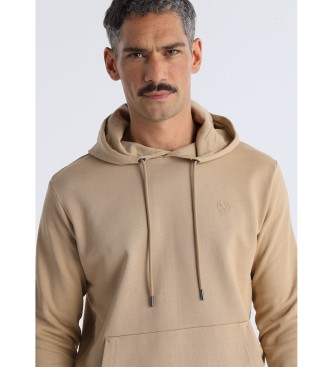 Six Valves Sweatshirt bsica com capuz e bolso canguru bege