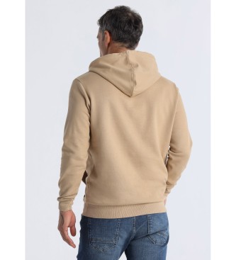 Six Valves Sweatshirt bsica com capuz e bolso canguru bege