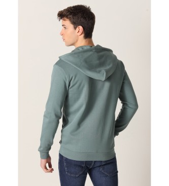 Six Valves Sweatshirt bsica com capuz e fecho de correr verde