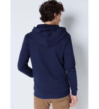 Six Valves Basic sweatshirt med htte og navy lynls