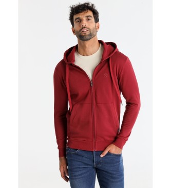 Six Valves Sudadera bsica con capucha cierre cremallera rojo