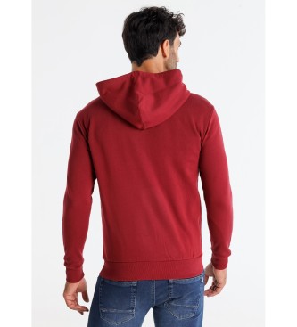 Six Valves Sweatshirt bsica com capuz e fecho de correr vermelho