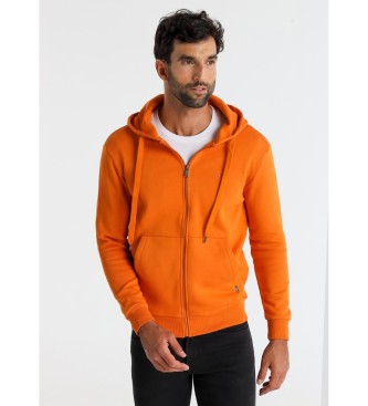 Six Valves Sweatshirt bsica com capuz e fecho de correr naranjara