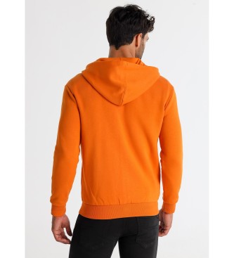 Six Valves Basic sweatshirt with hood and zip fastener naranjara