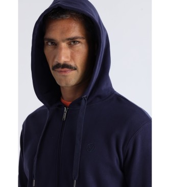 Six Valves Sweatshirt bsica com capuz e fecho de correr em azul-marinho