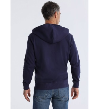 Six Valves Sweatshirt bsica com capuz e fecho de correr em azul-marinho