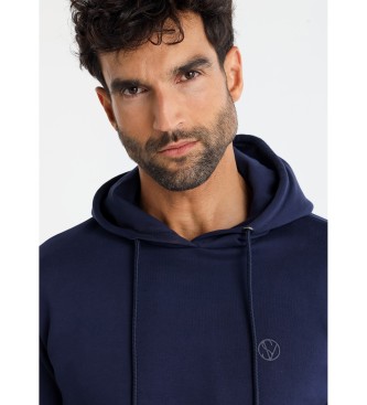 Six Valves Basic Knguru-Sweatshirt mit Kapuze navy