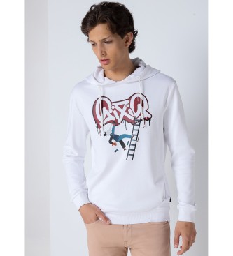 Six Valves Sweatshirt com capuz canguru com estampado abstrato branco