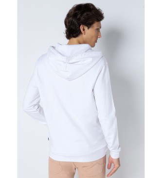 Six Valves Sweatshirt med knguruhtte og hvidt abstrakt print