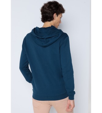 Six Valves Kangoeroe sweatshirt met capuchon in marineblauwe abstracte print