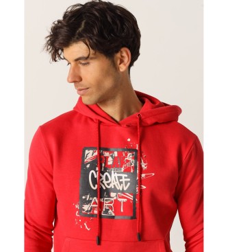 Six Valves Kangaroo hooded sweatshirt Grafica Street Art red