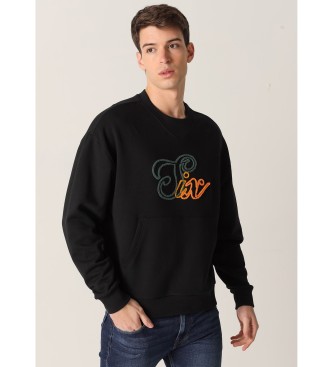 Six Valves Sort sweatshirt i chenille