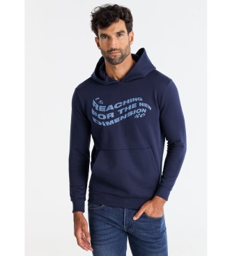 Six Valves Sweatshirt med navyfarvet slogan-grafik