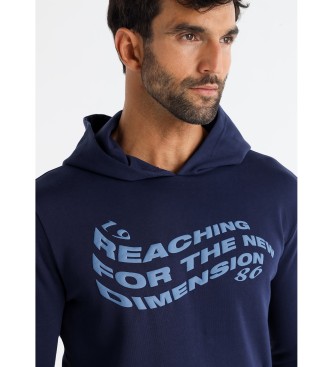 Six Valves Sweatshirt with navy slogan graphic