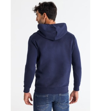 Six Valves Sweatshirt with navy slogan graphic