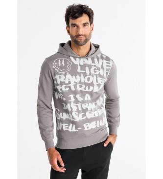 Six Valves Sweat  capuche gris sans fermeture clair