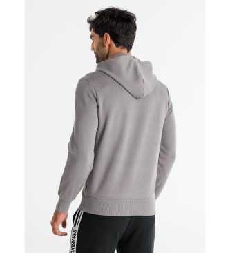 Six Valves Sweat  capuche gris sans fermeture clair