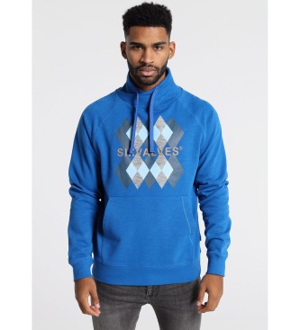 Six Valves Sweatshirt Crossed Collar Grafica Royal blue