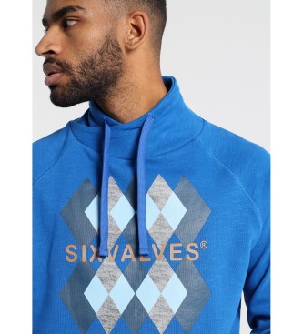 Six Valves Sweatshirt col croisé Grafica Bleu royal