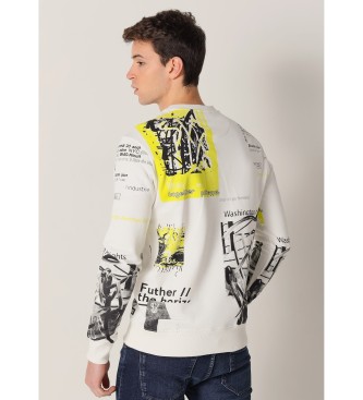 Six Valves Printed sweatshirt with white box collar