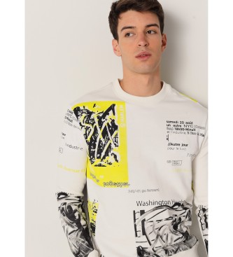 Six Valves Printed sweatshirt with white box collar