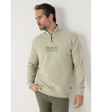 Six Valves Sweater zonder capuchon met rits groen