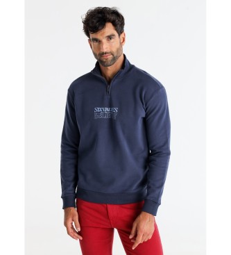 Six Valves Sweatshirt utan huva med dragkedja marinbl