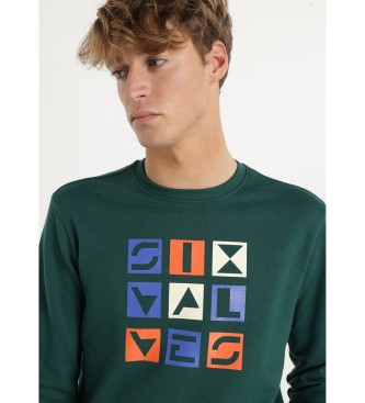 Six Valves Camisola verde com sopa de letras