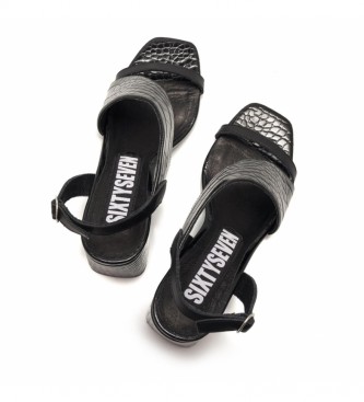 SixtySeven Nerit black leather sandals -Height heel: 8,5 cm