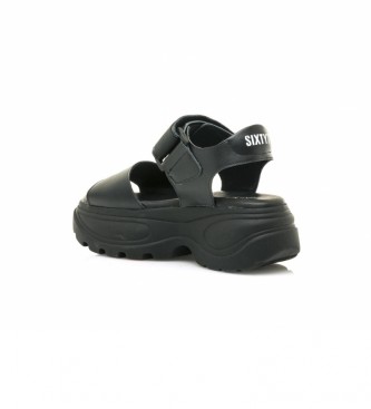 SixtySeven Flash black sandals -Platform height: 6,5 cm