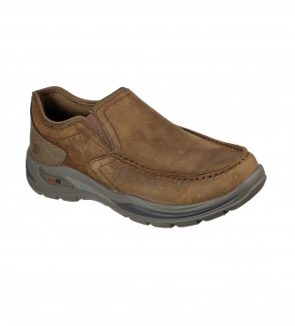 Skechers Arch Fit Motley Leather Moccasins - Hust Brown