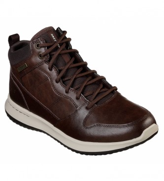 Skechers Brown Delson leather ankle boots