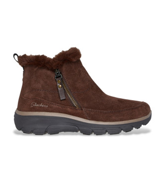 Skechers Botins Relaxed Fit Easy Going Cool Zip Leather Ankle Booties castanho