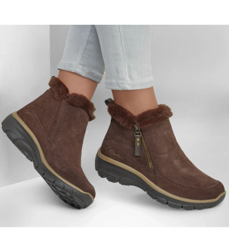 Skechers Botins Relaxed Fit Easy Going Cool Zip Leather Ankle Booties castanho