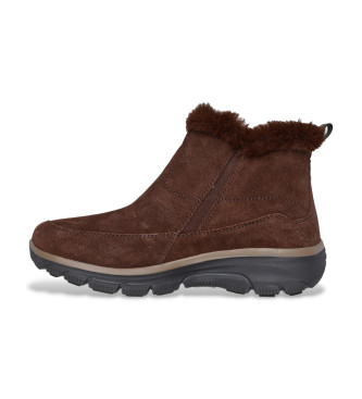 Skechers Botins Relaxed Fit Easy Going Cool Zip Leather Ankle Booties castanho