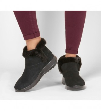 Skechers On-The-Go Joy Bundle Up leather ankle boots black