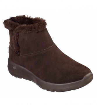 Skechers On-The-Go Joy Bundle Up brown leather ankle boots