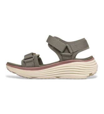 Skechers Sandali verdi con cinturino a un quarto in tessuto