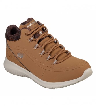 Skechers Ultra Flex Just Chill brown leather booties