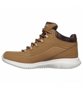 Skechers Ultra Flex Just Chill brown leather booties